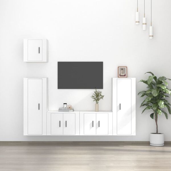 vidaXL Ensemble de meubles TV 5 pcs Blanc Bois d'ing&eacute;nierie