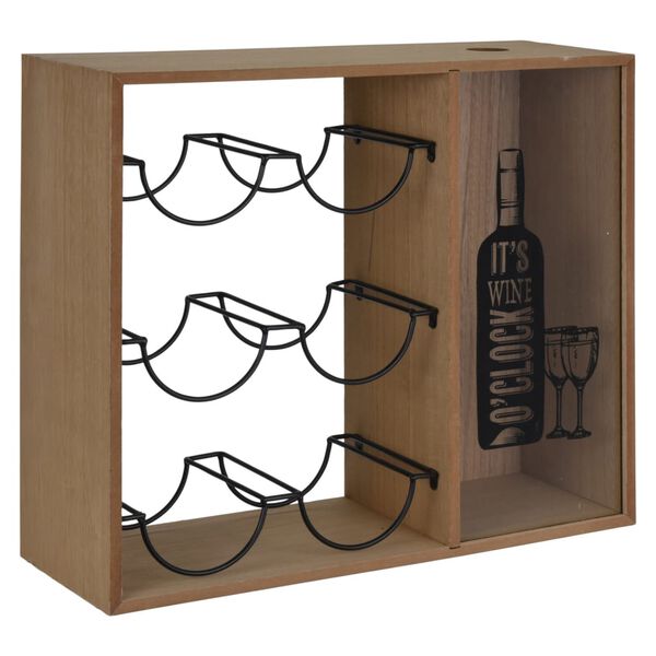 H&S Collection Casier &agrave; vin pour 6 bouteilles M&eacute;tal Marron et noir