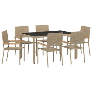 vidaXL Ensemble de salle &agrave; manger pour jardin 7 pc Beige polyrotin