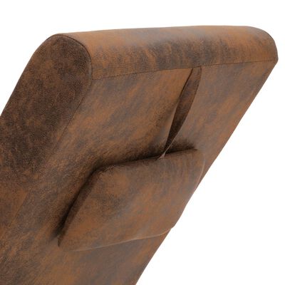 vidaXL Chaise longue de massage avec oreiller Marron Similicuir daim