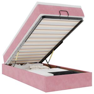 vidaXL Cadre de lit ottoman avec matelas rose 80x200 cm velours