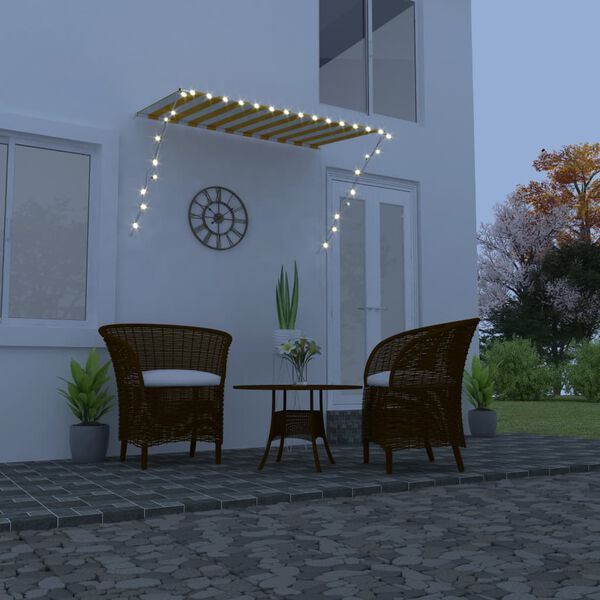 vidaXL Auvent r&eacute;tractable avec LED 250x150 cm Jaune et blanc