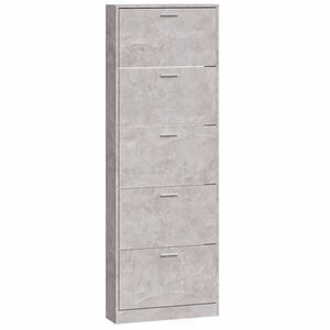 vidaXL Armoire &agrave; chaussures Gris b&eacute;ton 59x17x169 cm Bois d'ing&eacute;nierie
