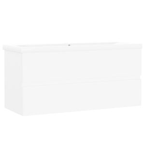 vidaXL Armoire d'&eacute;vier avec lavabo int&eacute;gr&eacute; Blanc Agglom&eacute;r&eacute;