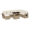 vidaXL Salon de jardin avec coussins 9 pcs beige r&eacute;sine tress&eacute;e