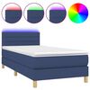 vidaXL Sommier &agrave; lattes de lit avec matelas et LED Bleu 90x190cm Tissu