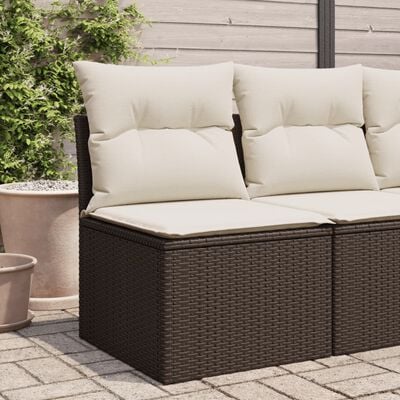 vidaXL Chaise de jardin sans accoudoirs avec coussins marron rotin