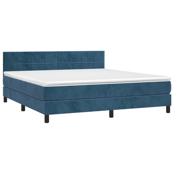 vidaXL Sommier &agrave; lattes de lit avec matelas LED Bleu fonc&eacute; 180x200 cm