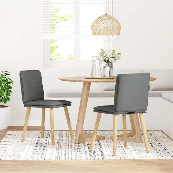 vidaXL Chaises à manger lot de 2 gris foncé tissu