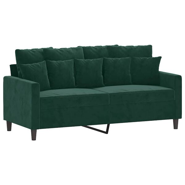 vidaXL Ensemble de canap&eacute;s 3 pcs avec coussins Vert fonc&eacute; Velours