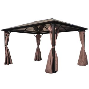 vidaXL Belv&eacute;d&egrave;re avec rideau Marron Aluminium 400 x 300 cm