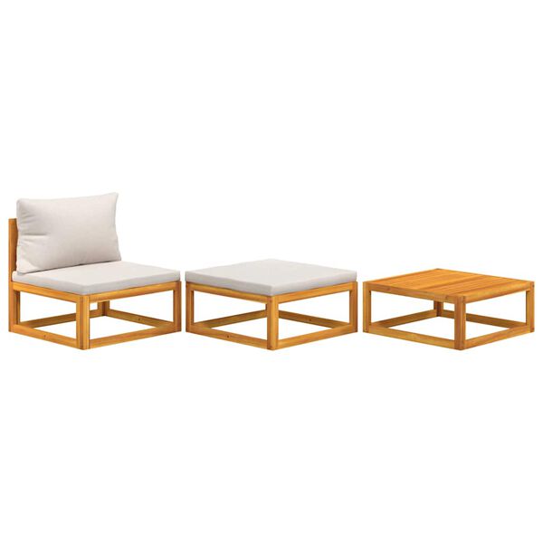 vidaXL Salon de jardin 3 pcs avec coussins bois massif d'acacia