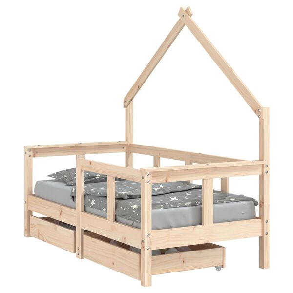 vidaXL Cadre de lit enfant avec tiroirs 70x140 cm bois de pin massif