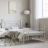 vidaXL Cadre de lit m&eacute;tal sans matelas et pied de lit blanc 100x200 cm