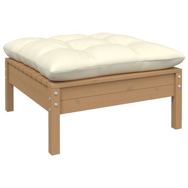 vidaXL Salon de jardin 4 pcs avec coussins cr&egrave;me Bois de pin