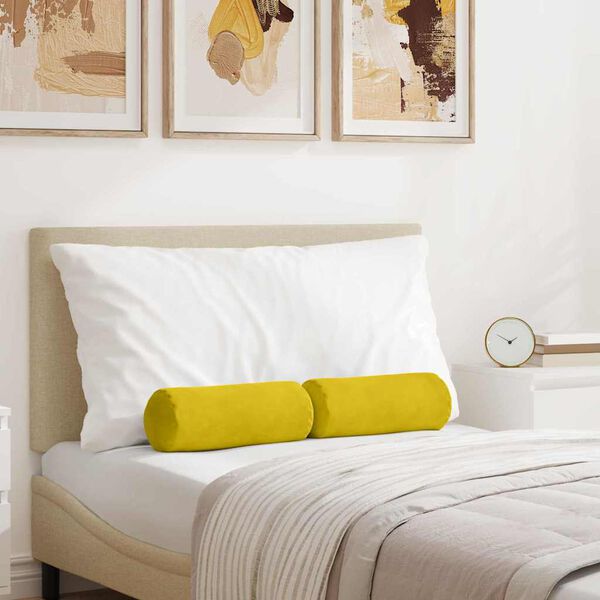 vidaXL Coussins d'accent 2 pcs Jaune &Oslash; 15 x 40 cm