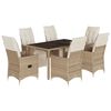 vidaXL Ensemble de bistro de jardin 7 pcs coussins beige poly rotin