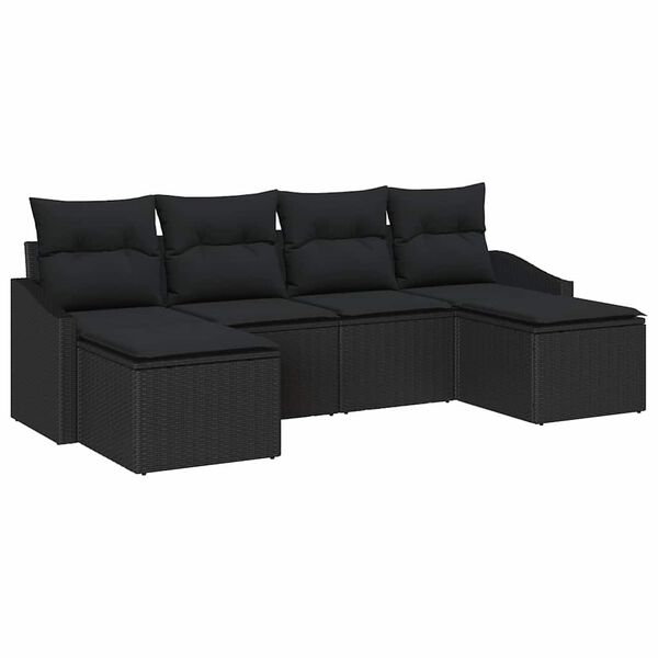 vidaXL Ensemble de salle à manger pour jardin avec coussin 6 pcs Noir
