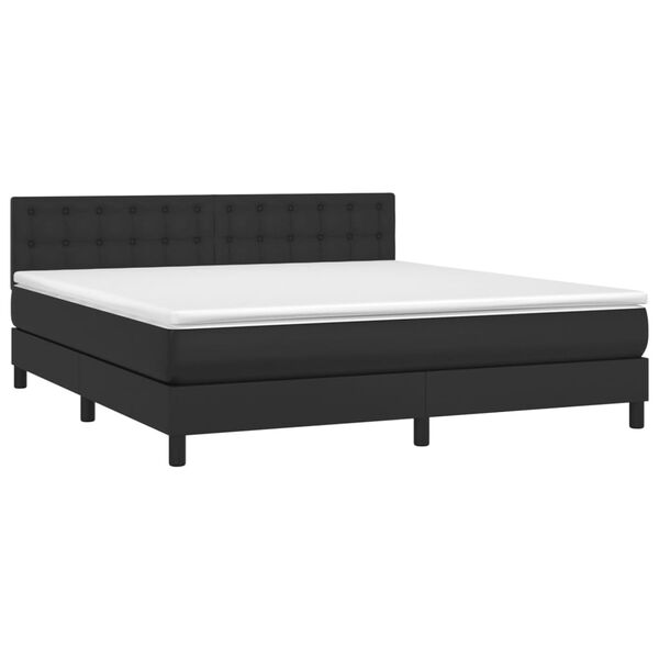 vidaXL Sommier &agrave; lattes de lit avec matelas Noir 180x200 cm Similicuir