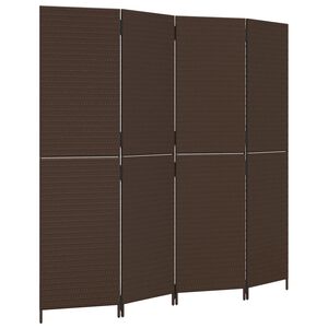 vidaXL Cloison de s&eacute;paration 4 panneaux marron r&eacute;sine tress&eacute;e