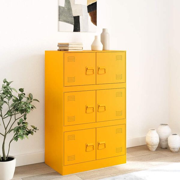 vidaXL Buffet jaune moutarde 67x39x107 cm acier