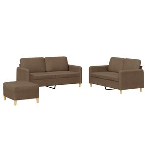 vidaXL Ensemble de canap&eacute;s 3 pcs avec coussins Marron Tissu