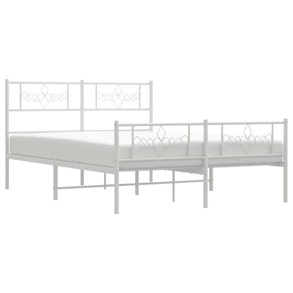 vidaXL Cadre de lit m&eacute;tal sans matelas et pied de lit blanc 140x200 cm