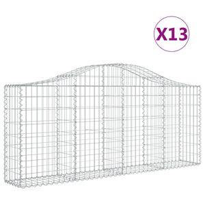 vidaXL Paniers &agrave; gabions arqu&eacute;s 13 pcs 200x30x80/100 cm Fer galvanis&eacute;