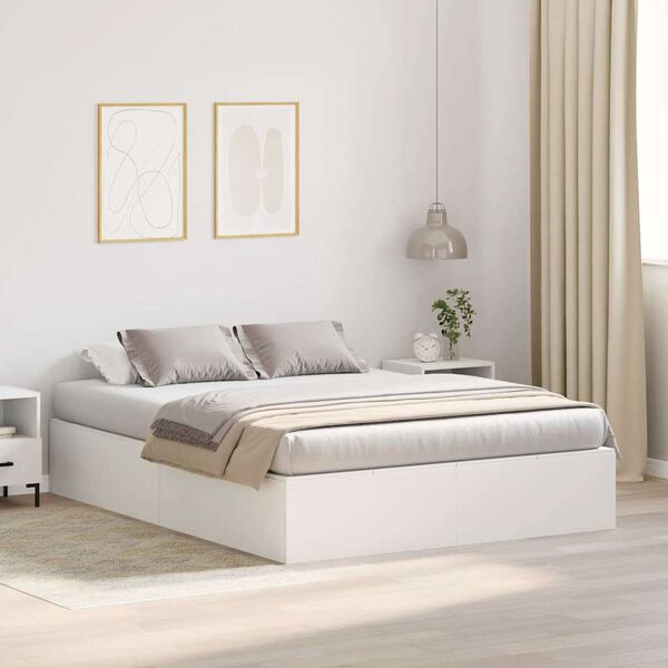 vidaXL Cadre de lit avec rangement avec stockage Blanc 140 x 190 cm