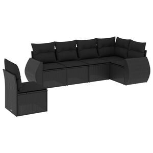 vidaXL Salon de jardin 6 pcs avec coussins noir r&eacute;sine tress&eacute;e