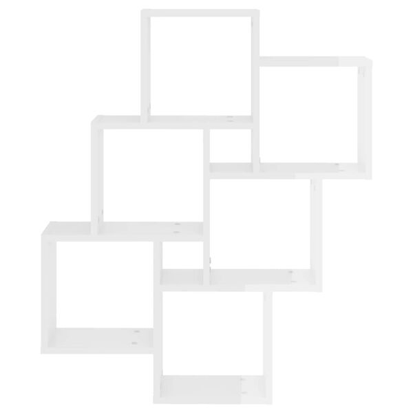 vidaXL &Eacute;tag&egrave;re murale cube Blanc brillant 78x15x93cm Bois d&rsquo;ing&eacute;nierie