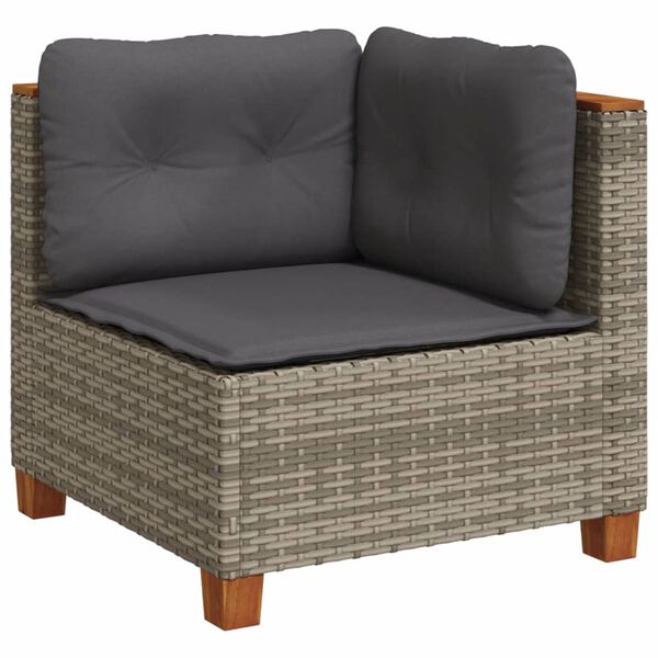 vidaXL Salon de jardin 6 pcs avec coussins gris r&eacute;sine tress&eacute;e