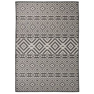 vidaXL Tapis &agrave; tissage plat d'ext&eacute;rieur 140x200 cm Rayures noires