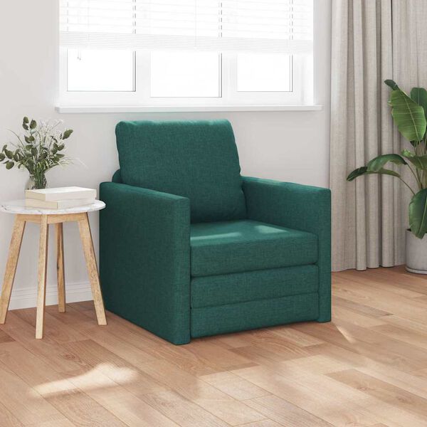 vidaXL Canap&eacute;-Lit 60cm Vert fonc&eacute; tissu
