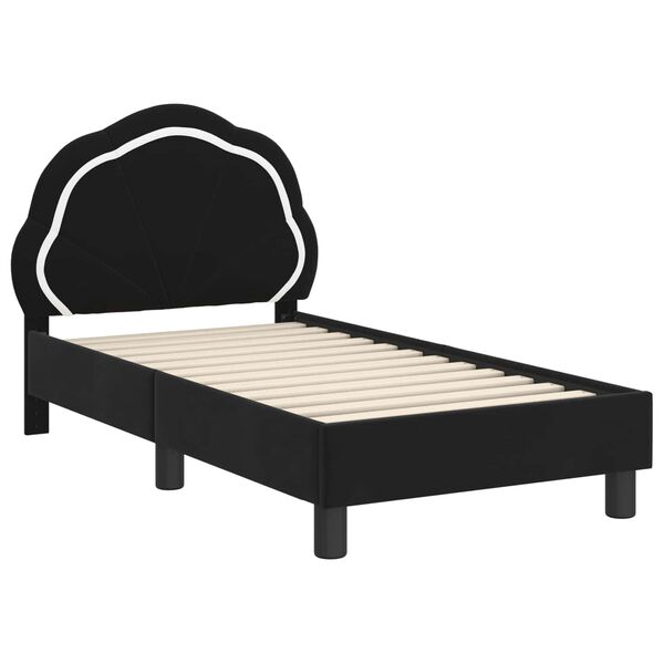 vidaXL Cadre de lit pour tout-petit avec t&ecirc;te de lit Noir 70 x 140 cm