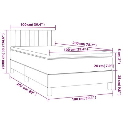 vidaXL Sommier à lattes de lit avec matelas LED Taupe 100x200 cm Tissu