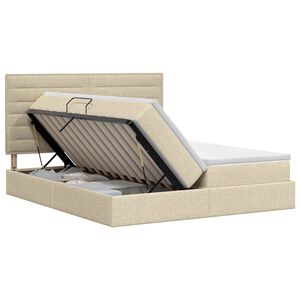 vidaXL Lit de Rangement avec t&ecirc;te de lit Cr&egrave;me 180 x 200 cm Tissu