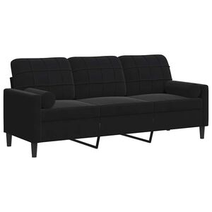 vidaXL Canap&eacute; 3 places avec oreillers d&eacute;coratifs noir 180 cm velours