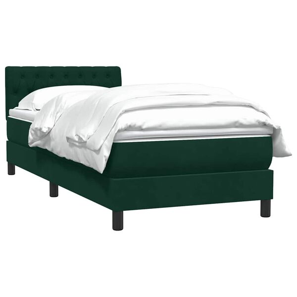 vidaXL Sommier &agrave; lattes de lit et matelas vert fonc&eacute; 90x220 cm velours