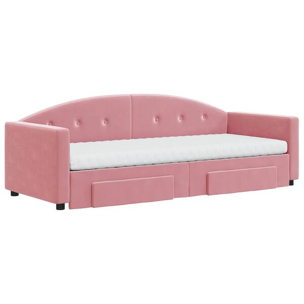 vidaXL Lit de jour avec gigogne et tiroirs rose 80x200 cm velours