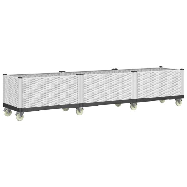 vidaXL Jardini&egrave;re &agrave; roulettes blanc 240x50x54 cm PP
