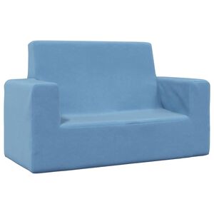 vidaXL Canap&eacute; pour enfants &agrave; 2 places Bleu Peluche douce