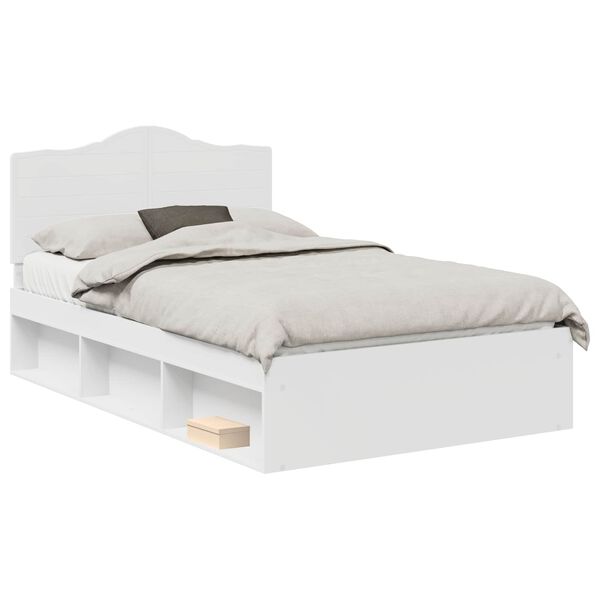 vidaXL Cadre de lit avec t&ecirc;te de lit Blanc 120 x 200 cm Pin massif