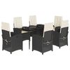 vidaXL Ensemble &agrave; manger de jardin coussins 7pcs Noir R&eacute;sine tress&eacute;e