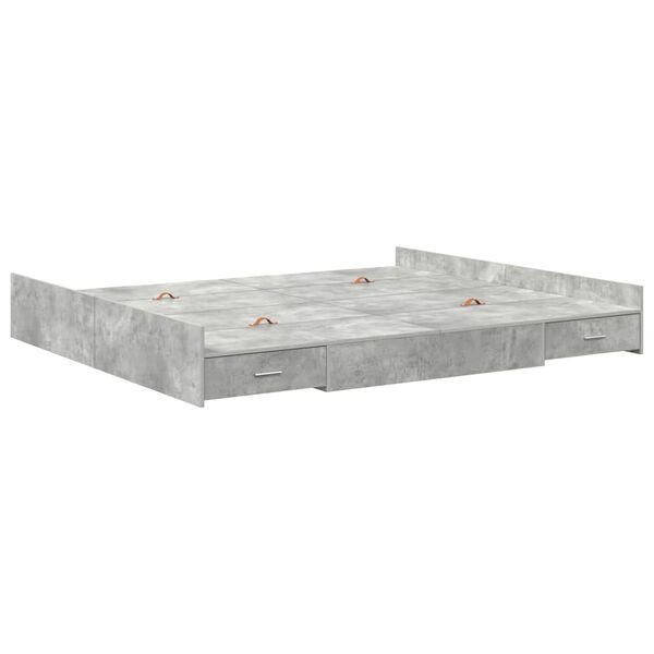 vidaXL Cadre de lit avec rangement avec tiroir Gris b&eacute;ton 200 x 200 cm