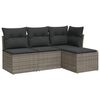 vidaXL Salon de jardin 4 pcs avec coussins gris r&eacute;sine tress&eacute;e
