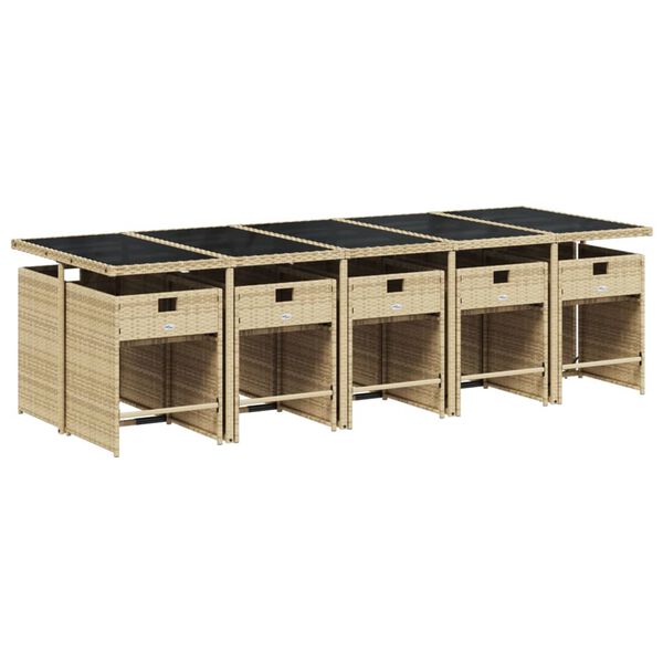 vidaXL Ensemble &agrave; manger de jardin et coussins 11 pcs m&eacute;lange beige