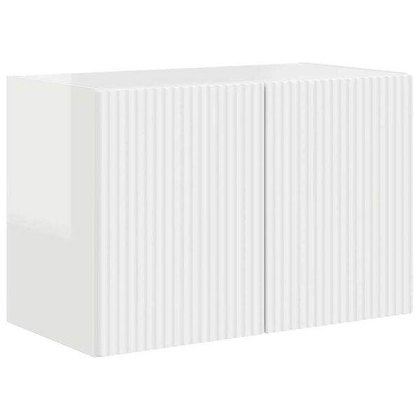 vidaXL Meuble TV mural Montage mural Blanc brillant 59,5 x 31 x 40 cm