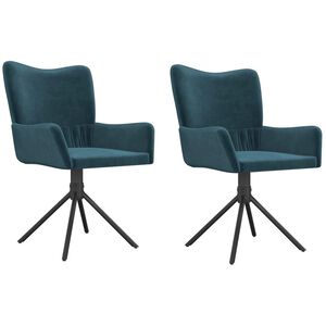 vidaXL Chaises pivotantes &agrave; manger lot de 2 Bleu Velours