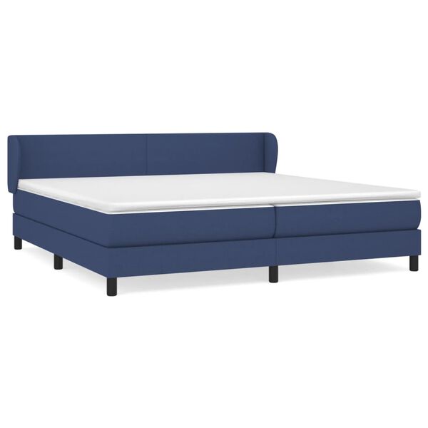 vidaXL Sommier &agrave; lattes de lit avec matelas Bleu 200x200 cm Tissu